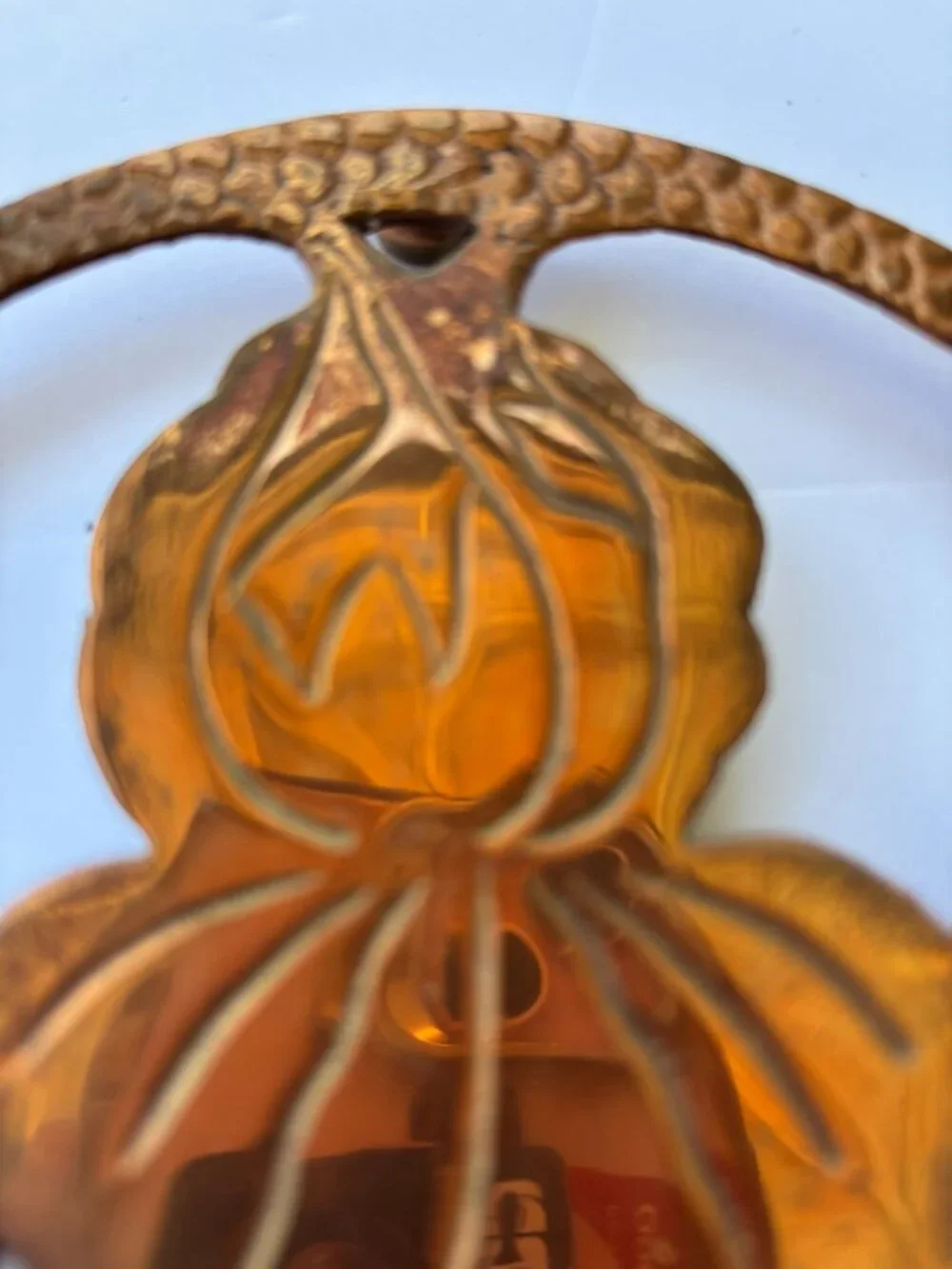 Vintage Mixed Metal Copper Brass Iris Flower Round Trivet Wall Decor Made in Ind